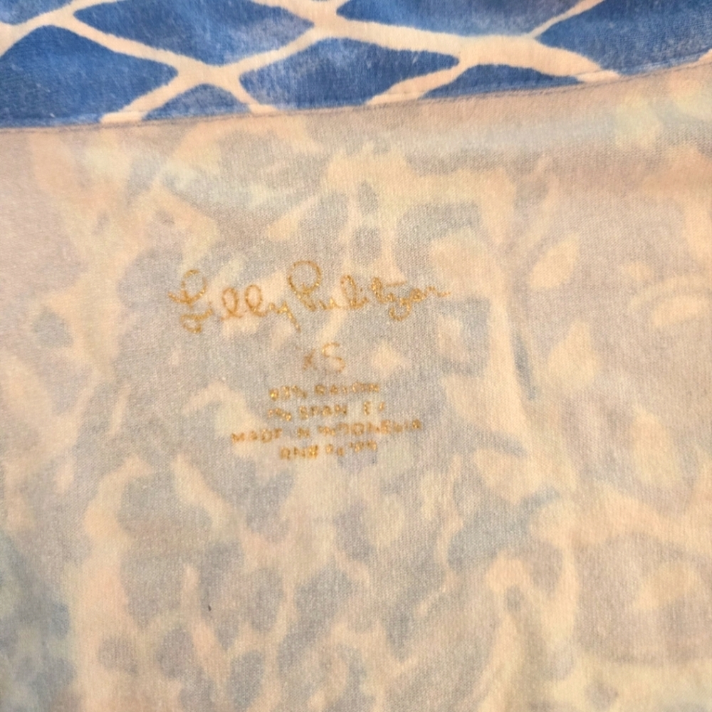 Lilly Pulitzer Sadie Polo Dress Blue Peri Turtley White Gold Buttons XS - Picture 5 of 10